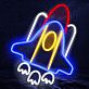 Niedliches Raketen Motiv LED Neonschild als sanftes Nachtlicht für Kinderzimmer Schlafzimmer und moderne Wanddekoration
