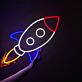 Modernes Raketen LED Neonschild als stilvolle Wanddekoration mit klarem Design für Wohnzimmer Lounge Studio und kreative Raumbeleuchtung