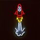 Raketen LED Neonschild im verspielten Space Design als leuchtende Wanddekoration für Kinderzimmer Jugendzimmer und Gaming Zimmer