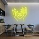 Abstraktes Gesicht mit Händen Neon LED Neonschild