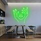 Abstraktes Gesicht mit Händen Neon LED Neonschild
