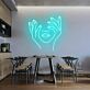 Abstraktes Gesicht mit Händen Neon LED Neonschild