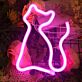 Katze LED Neonschild in Rosa im verspielten Design als leuchtende Wanddekoration für Kinderzimmer Jugendzimmer und Geschenkideen