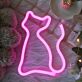 Katze LED Neonschild in Rosa im verspielten Design als leuchtende Wanddekoration für Kinderzimmer Jugendzimmer und Geschenkideen