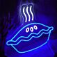 Kuchen LED Neonschild mit Dampf Motiv im verspielten Design als leuchtende Wanddekoration für Küche Café und Jugendzimmer