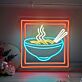 Schüssel mit dampfenden Nudeln und Essstäbchen LED-Neonschild für Restaurant