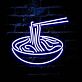 Ramen LED Neonschild mit leuchtender Nudelschüssel und Stäbchen Motiv als auffällige Wanddekoration für Küche Restaurant und moderne Innenräume