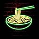 Ramen LED Neonschild mit leuchtender Nudelschüssel und Stäbchen Motiv als auffällige Wanddekoration für Küche Restaurant und moderne Innenräume