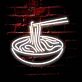 Ramen LED Neonschild mit leuchtender Nudelschüssel und Stäbchen Motiv als auffällige Wanddekoration für Küche Restaurant und moderne Innenräume
