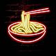Ramen LED Neonschild mit leuchtender Nudelschüssel und Stäbchen Motiv als auffällige Wanddekoration für Küche Restaurant und moderne Innenräume