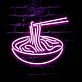Ramen LED Neonschild mit leuchtender Nudelschüssel und Stäbchen Motiv als auffällige Wanddekoration für Küche Restaurant und moderne Innenräume