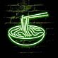 Ramen LED Neonschild mit leuchtender Nudelschüssel und Stäbchen Motiv als auffällige Wanddekoration für Küche Restaurant und moderne Innenräume
