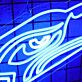 Abstraktes LED Neonschild in dynamischer Linienform als moderne Neon Wandbeleuchtung für Sport Zimmer Studio und kreative Räume