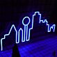 Modernes LED Neonschild mit abstrakter Stadt Silhouette als minimalistische Neon Wanddekoration für Wohnzimmer Büro und moderne Innenräume