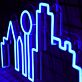 Modernes LED Neonschild mit abstrakter Stadt Silhouette als minimalistische Neon Wanddekoration für Wohnzimmer Büro und moderne Innenräume