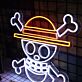 LED Neonschild mit Cartoon Piraten Schädel Motiv als auffällige Neon Wanddekoration für Jugendzimmer Gaming Räume und moderne Bars