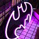 Abstraktes LED Neonschild in Fledermausform in Lila als moderne Neon Wanddekoration für Gaming Zimmer Bar Home Office und Jugendzimmer