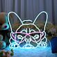 Cooles Französische Bulldogge LED Neonschild mit Sonnenbrille für moderne Wanddekoration