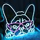 Cooles Französische Bulldogge LED Neonschild mit Sonnenbrille für moderne Wanddekoration