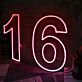 Number 16 LED Neon Sign Birthday Party Neon Wall Decor for Sweet 16 Celebration Bedroom and Event Decoration