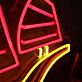 Bunte LED Neonschilder mit Bäumen auf Hügel Motiv für Wohnzimmer und Kinderzimmer