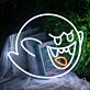 Cute Ghost LED Neon Sign Smiling Ghost Neon Wall Decor for Bedroom Living Room and Halloween Decor