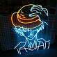 Modernes LED Neonschild mit abstraktem Portrait und Bananen Motiv dekorative Wandbeleuchtung