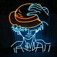 Modernes LED Neonschild mit abstraktem Portrait und Bananen Motiv dekorative Wandbeleuchtung