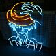 Modernes LED Neonschild mit abstraktem Portrait und Bananen Motiv dekorative Wandbeleuchtung