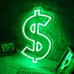 Modernes LED Neonschild Dollar Symbol grafisches Neon Wandlicht als dekoratives Designobjekt für Innenräume
