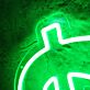 Modernes LED Neonschild Dollar Symbol grafisches Neon Wandlicht als dekoratives Designobjekt für Innenräume