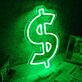 Modernes LED Neonschild Dollar Symbol grafisches Neon Wandlicht als dekoratives Designobjekt für Innenräume