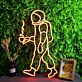 Astronaut mit Kaffeetasse LED-Neonschild Wohnzimmer Bar