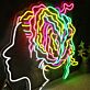 Künstlerisches LED Neonschild Frauenprofil mit farbigem Haar modernes Neon Wandlicht für Wohnzimmer Studio oder kreative Raumdekoration