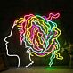 Künstlerisches LED Neonschild Frauenprofil mit farbigem Haar modernes Neon Wandlicht für Wohnzimmer Studio oder kreative Raumdekoration