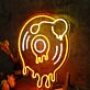 Modernes LED Neonschild Schallplatte mit Noten Retro Musik Motiv stilvolle Wanddekoration