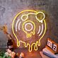 Modernes LED Neonschild Schallplatte mit Noten Retro Musik Motiv stilvolle Wanddekoration
