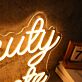 Beauty Beatz LED-Neonschild für Friseursalon und Kosmetikstudio