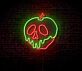 Giftapfel mit Totenkopf LED-Neonschild für Halloween Bar