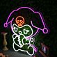 Cartoon Schädel LED Neonschild mit Narrenkappe Abstraktes Herz Motiv Neon Wandlicht