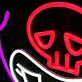 Cartoon Schädel LED Neonschild mit Narrenkappe Abstraktes Herz Motiv Neon Wandlicht