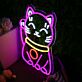 Glückskatze LED Neonschild Niedliches Neon Wandlicht als Dekoration für Zuhause Geschäft und Geschenkidee