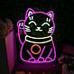 Glückskatze LED Neonschild Niedliches Neon Wandlicht als Dekoration für Zuhause Geschäft und Geschenkidee