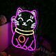 Glückskatze LED Neonschild Niedliches Neon Wandlicht als Dekoration für Zuhause Geschäft und Geschenkidee