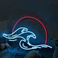 Wellen LED Neonschild mit Sonnenuntergang Modernes Neon Wandlicht