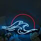 Wellen LED Neonschild mit Sonnenuntergang Modernes Neon Wandlicht