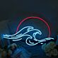 Wellen LED Neonschild mit Sonnenuntergang Modernes Neon Wandlicht