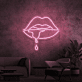 Lippen mit Tropfen LED-Neonschild Bar Wohnzimmer