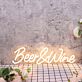 Beer And Wine Yellow Neon Sign