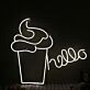Hello With Ice Cream White Neon Sign